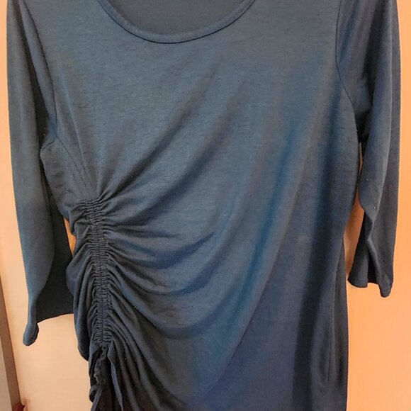 BOBBIE BROOKS Womens Teal Ruched 3/4 Sleeve Tunic Top - 1X - Picture 6 of 10